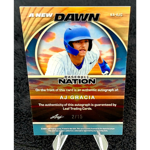2025 AJ Garcia 2/15 A New Dawn Auto #4 Top Ranked Prospect Duke - Picture 4 of 4